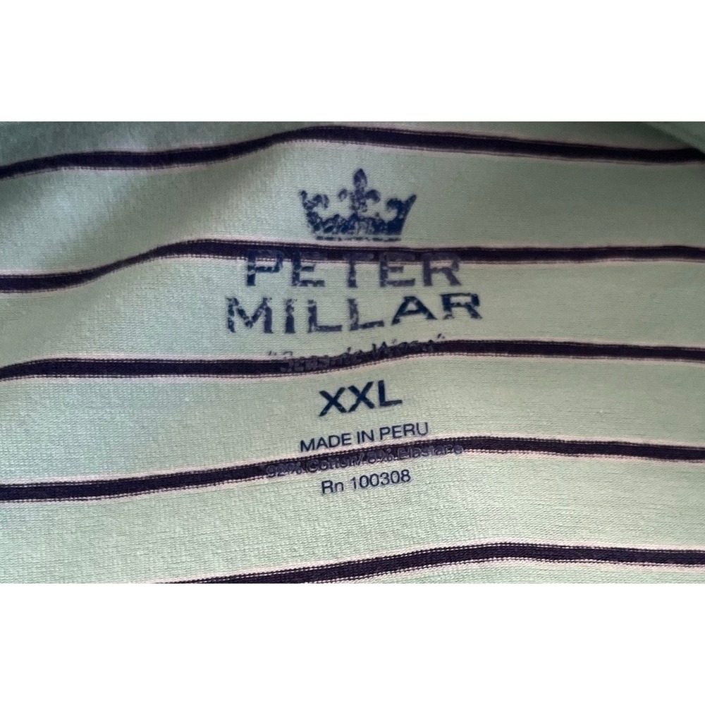 Peter Millar Men's Golf Polo Shirt Size 2XL Blue. Striped Casual Comfort Logo - Picture 5 of 5